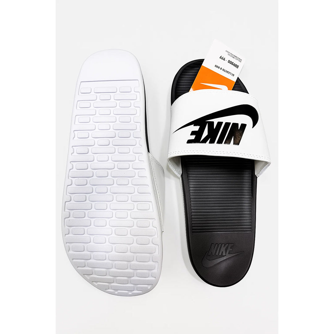 NIKE  BLACK WHITE LOGO PRINTED SLIDE