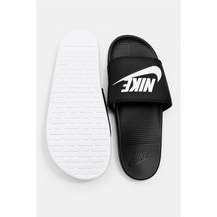 NIKE ALL BLACK WHITE LOGO PRINTED SLIDE