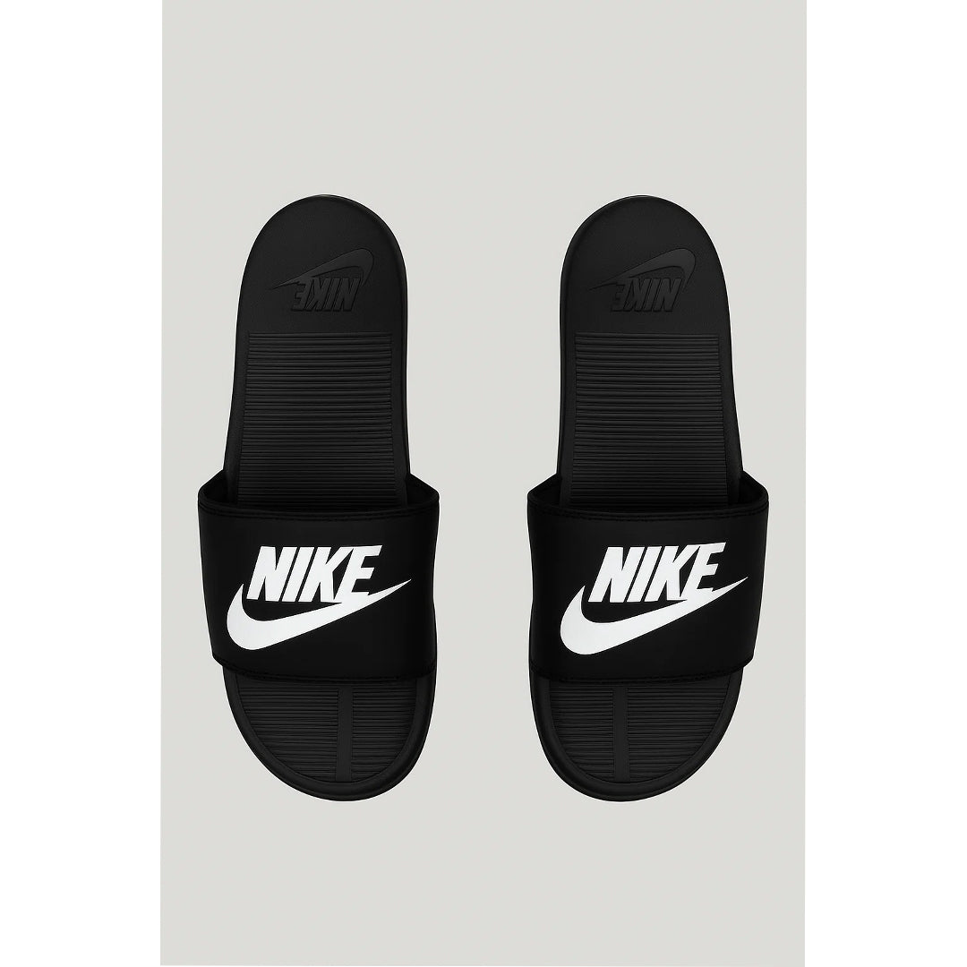 NIKE ALL BLACK WHITE LOGO PRINTED SLIDE