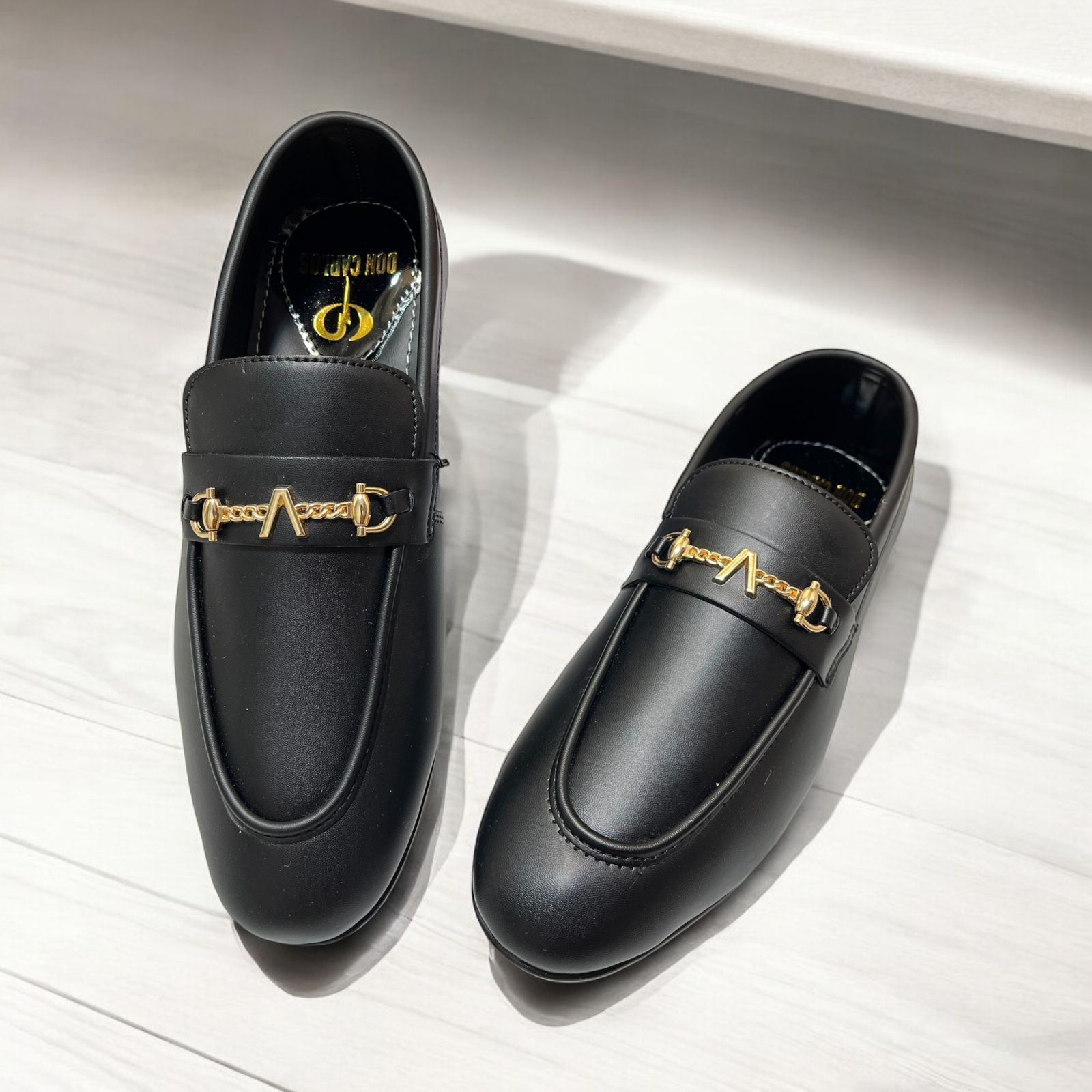 Men Tan Formal Moccasin Leather Pumpi Shoes (Black)