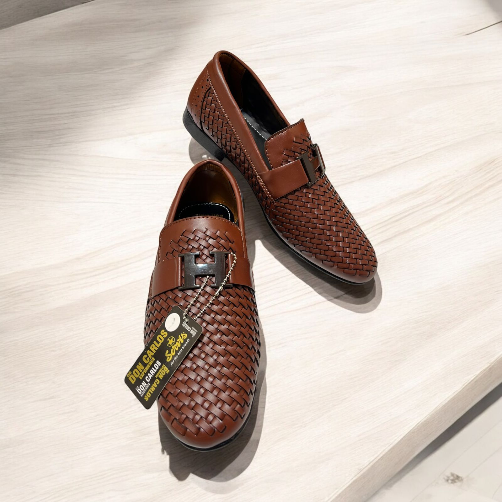 Knitted Leather Woven Pumpi Shoes (Musturd)