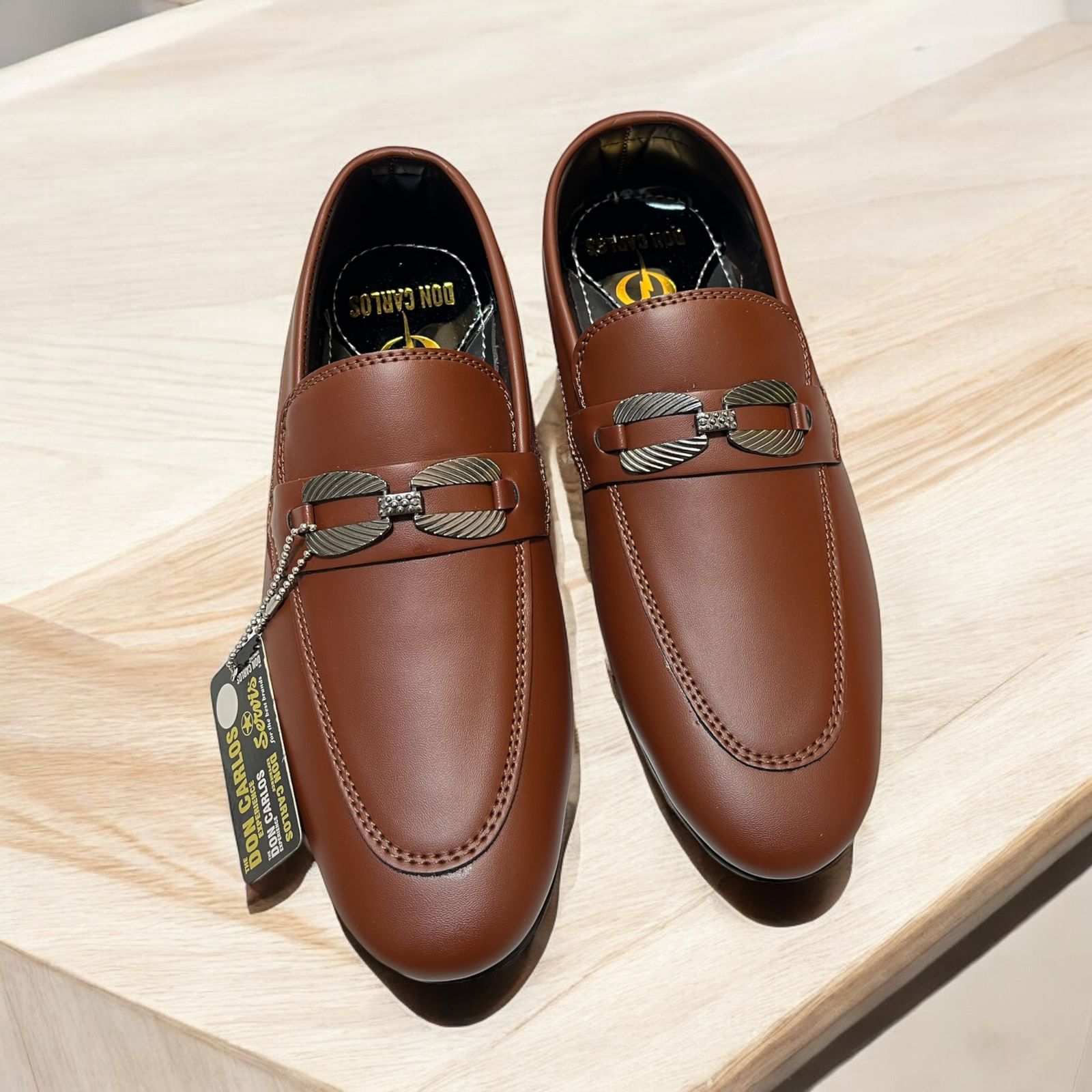 Men Tan Formal Moccasin Leather Pumpi Shoes (Musturd)