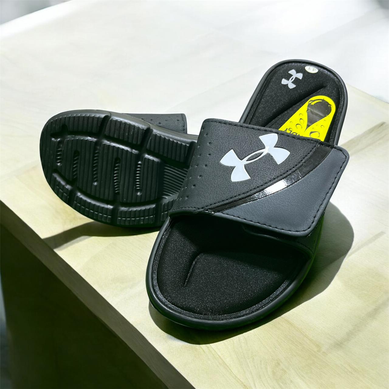 UNDER ARMORE BLACK SLIPPERS (ADJUSTABLE)