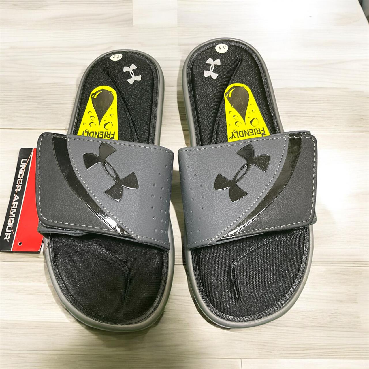 UNDER ARMORE GREY SLIPPERS (ADJUSTABLE)