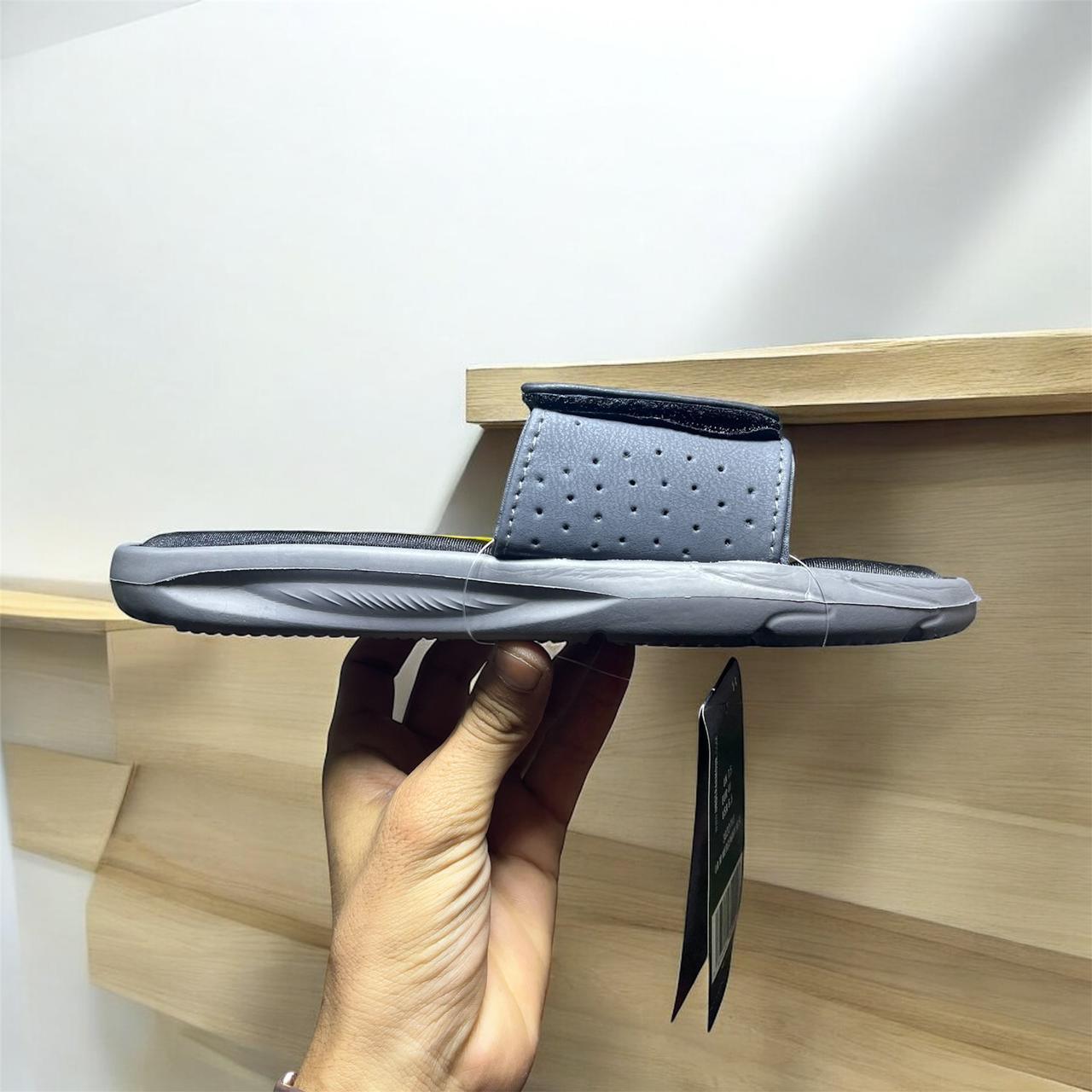 UNDER ARMORE GREY SLIPPERS (ADJUSTABLE)