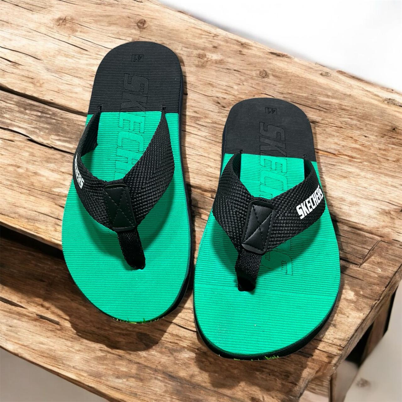 SKECHER FLIP FLOP SUMMER SLIPPER BLACK AND METALIC