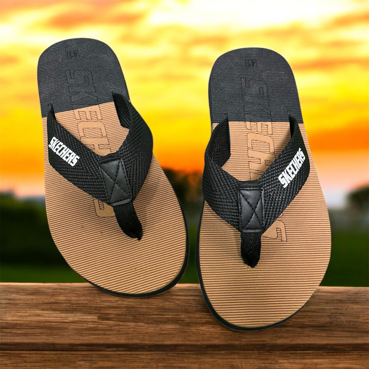 SKECHER FLIP FLOP SUMMER SLIPPER BLACK AND BROWN