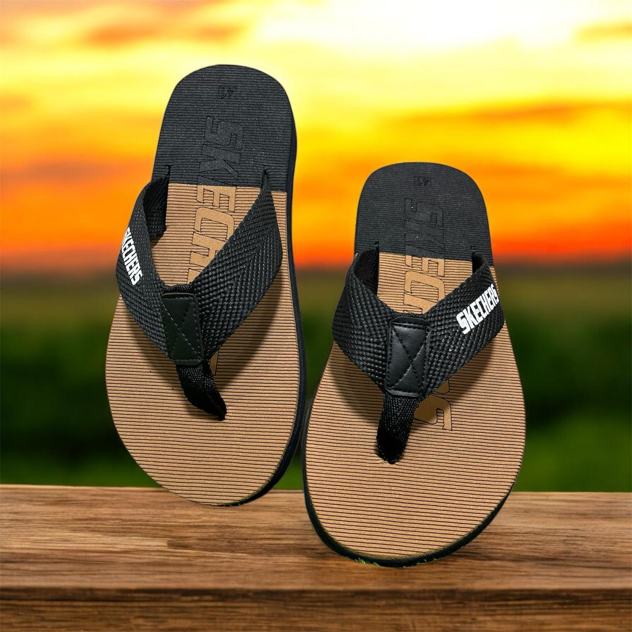 SKECHER FLIP FLOP SUMMER SLIPPER BLACK AND BROWN