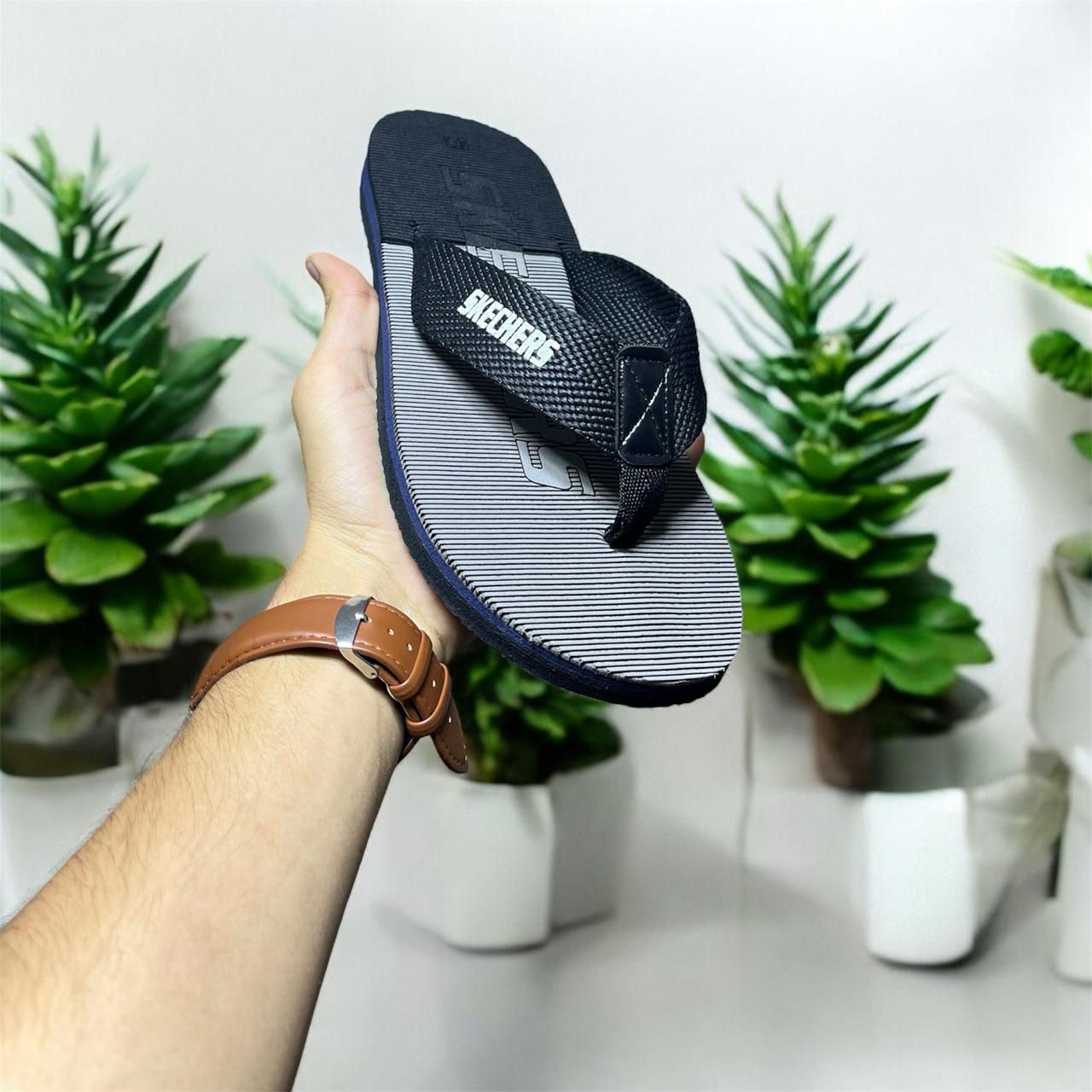 SKECHER FLIP FLOP SUMMER SLIPPER BLACK AND GREY