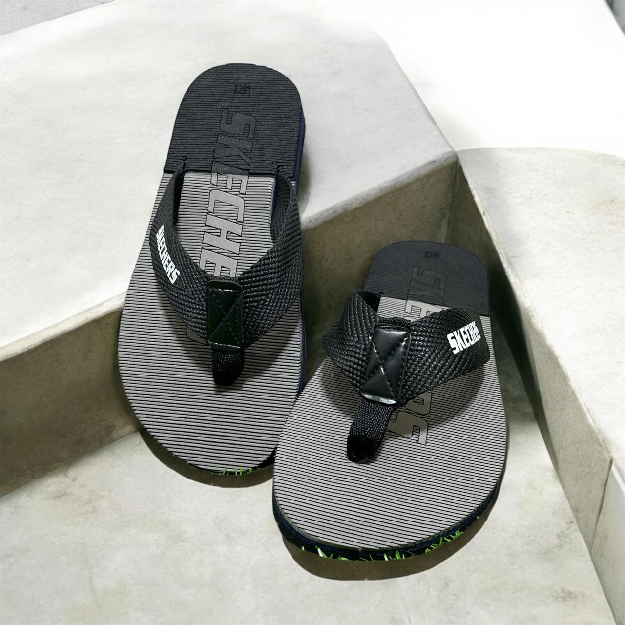 SKECHER FLIP FLOP SUMMER SLIPPER BLACK AND GREY