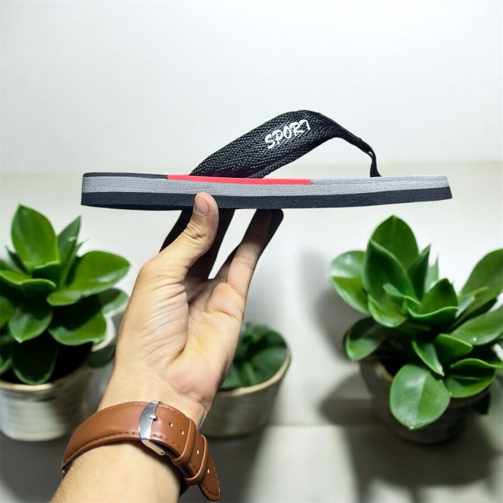 SPORTS FLIP FLOP SUMMER SLIPPER BLACK AND RED