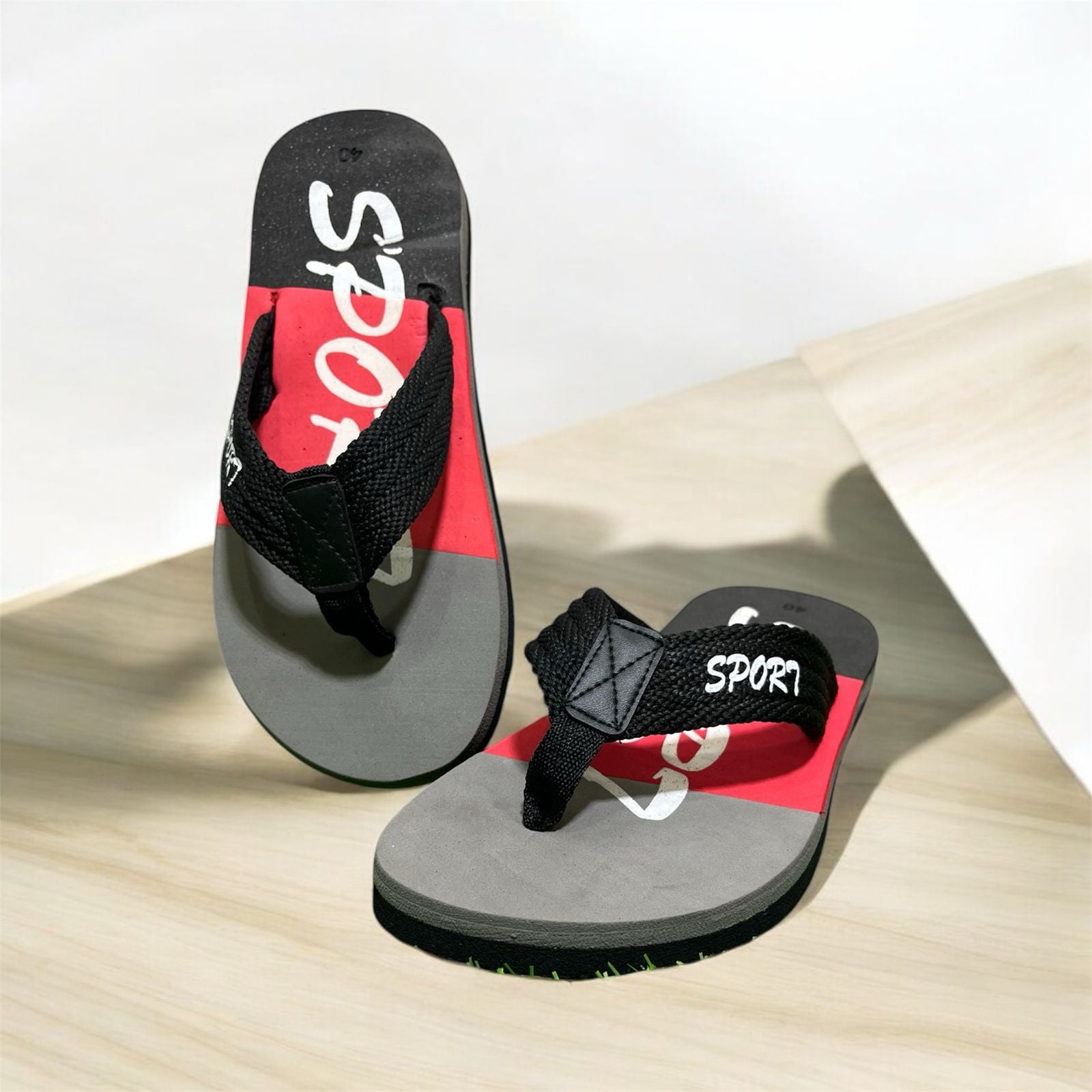 SPORTS FLIP FLOP SUMMER SLIPPER BLACK AND RED