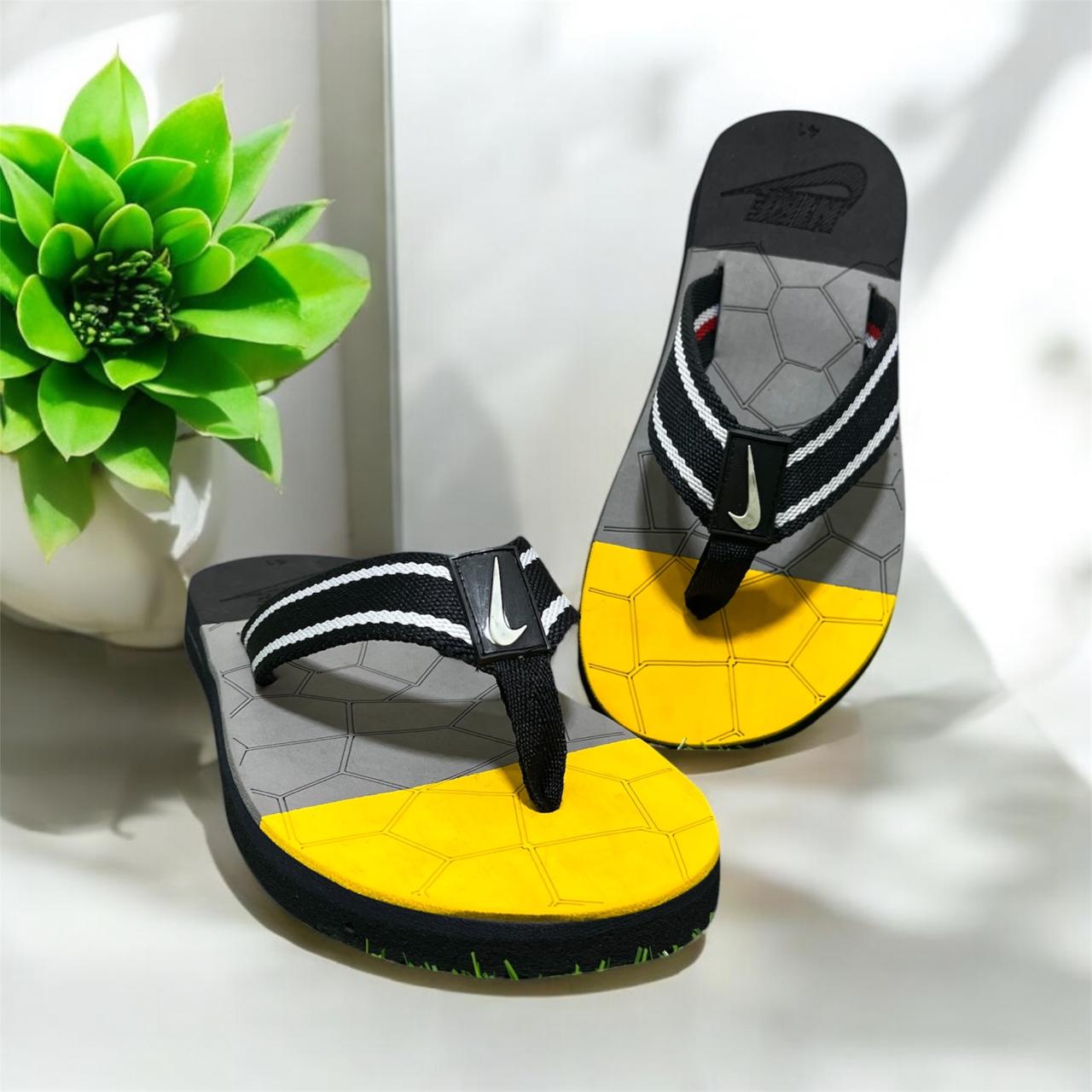 NIKE FLIP FLOP SUMMER SLIPPER GREY AND YELLOW