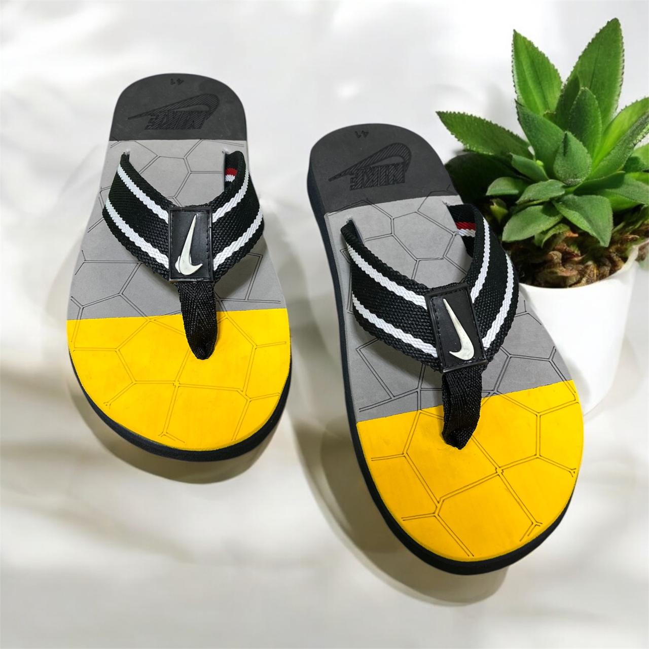 NIKE FLIP FLOP SUMMER SLIPPER GREY AND YELLOW