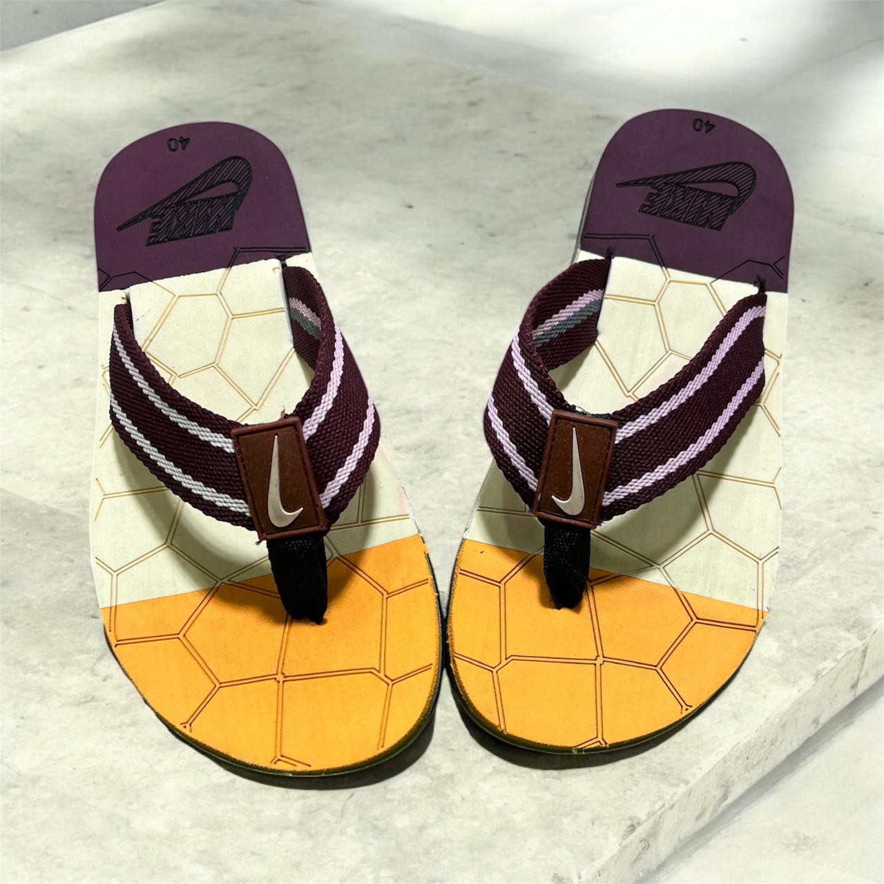 NIKE FLIP FLOP SUMMER SLIPPER MEHROON AND YELLOW