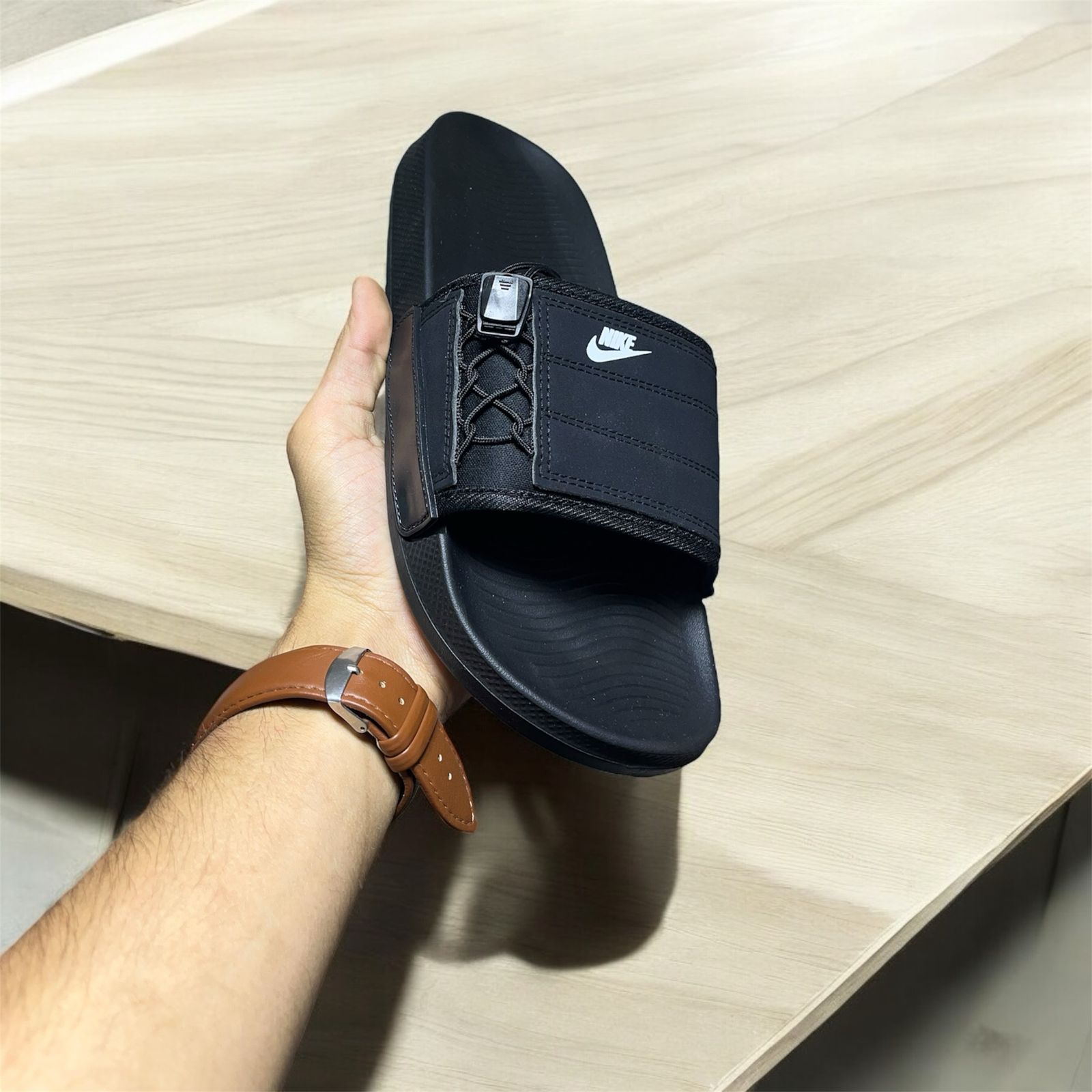 NIKE SIDE STRAPS SLIDS BLACK