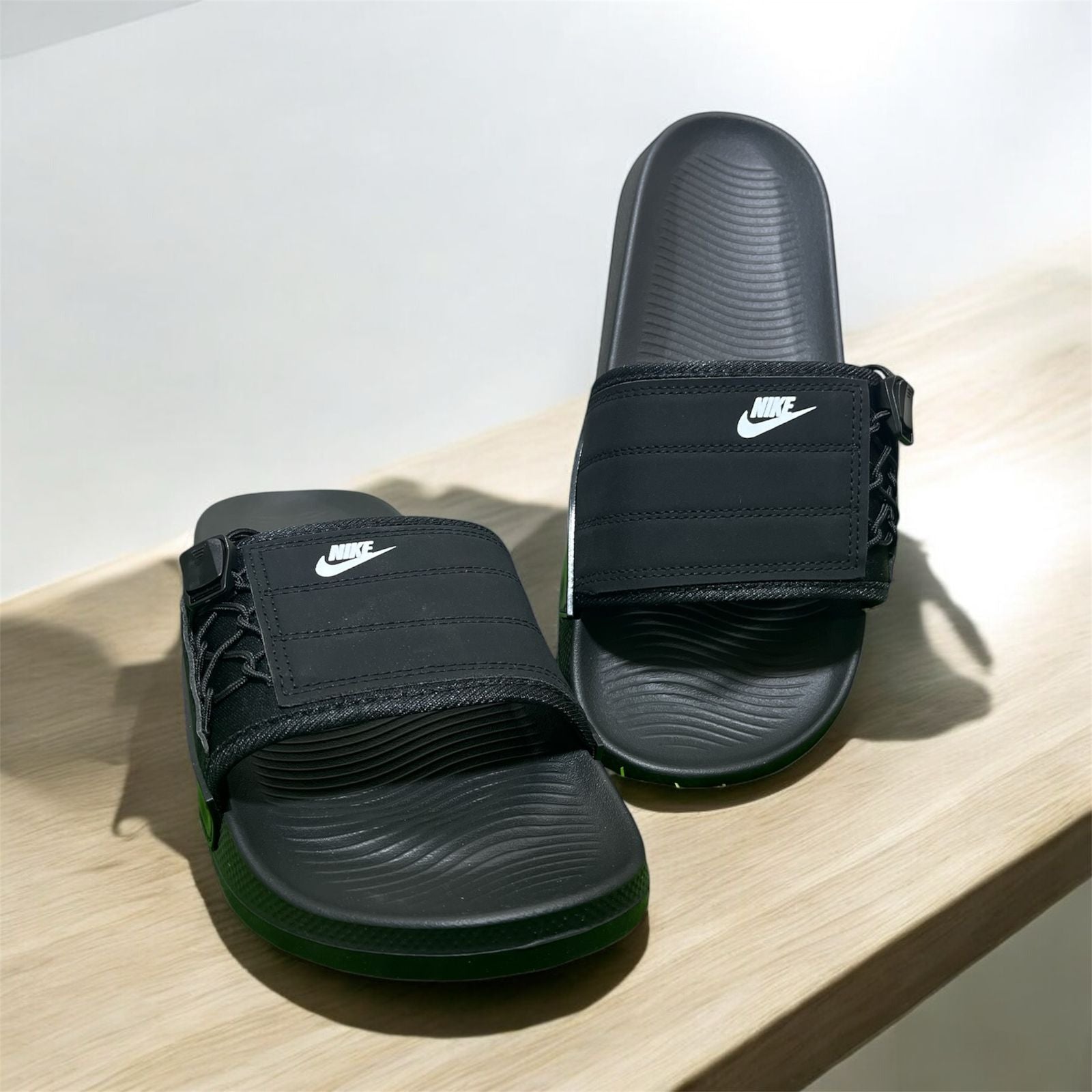 NIKE SIDE STRAPS SLIDS BLACK
