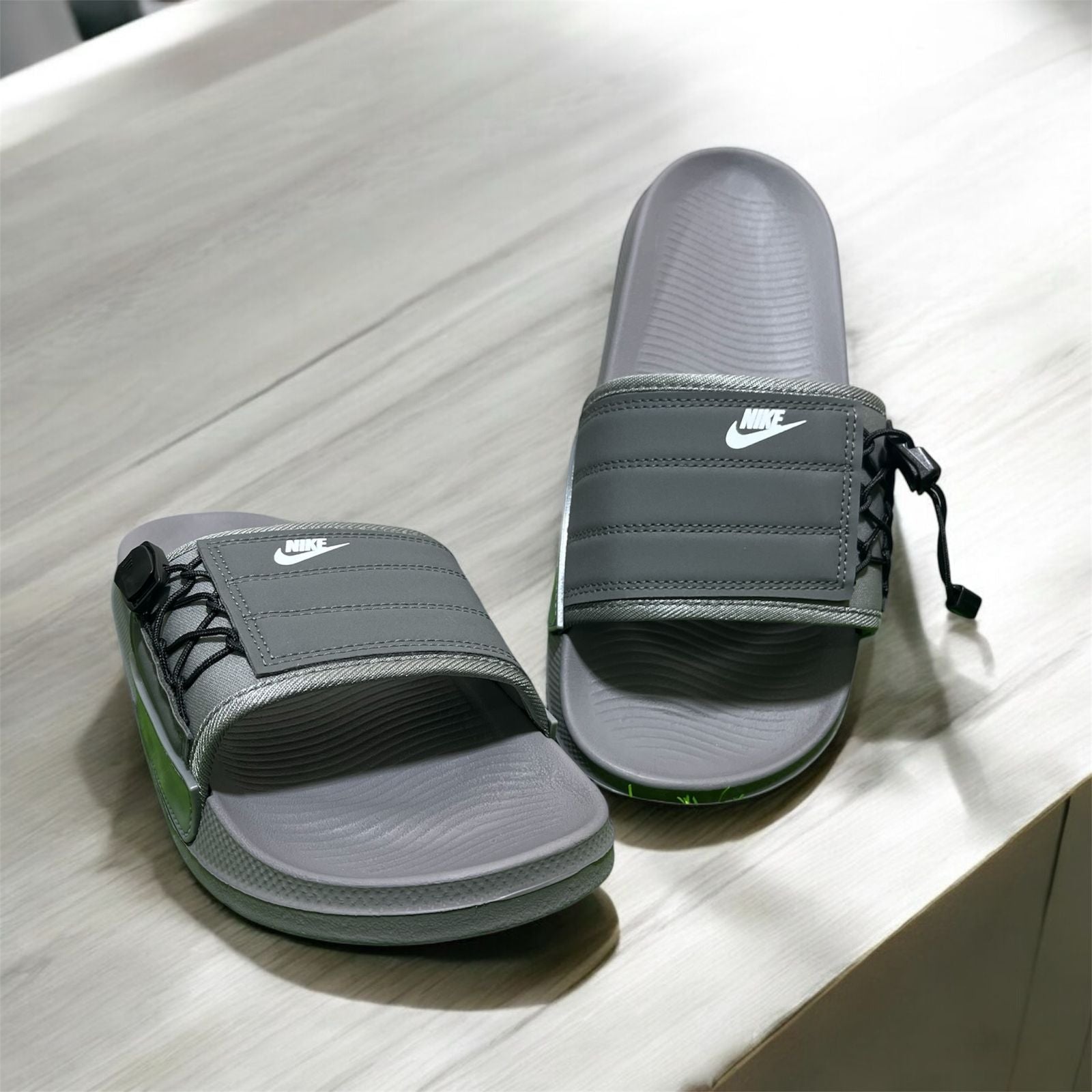 NIKE SIDE STRAPS SLIDS GREY