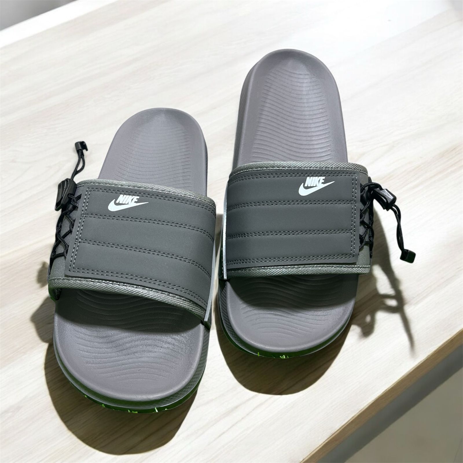 NIKE SIDE STRAPS SLIDS GREY