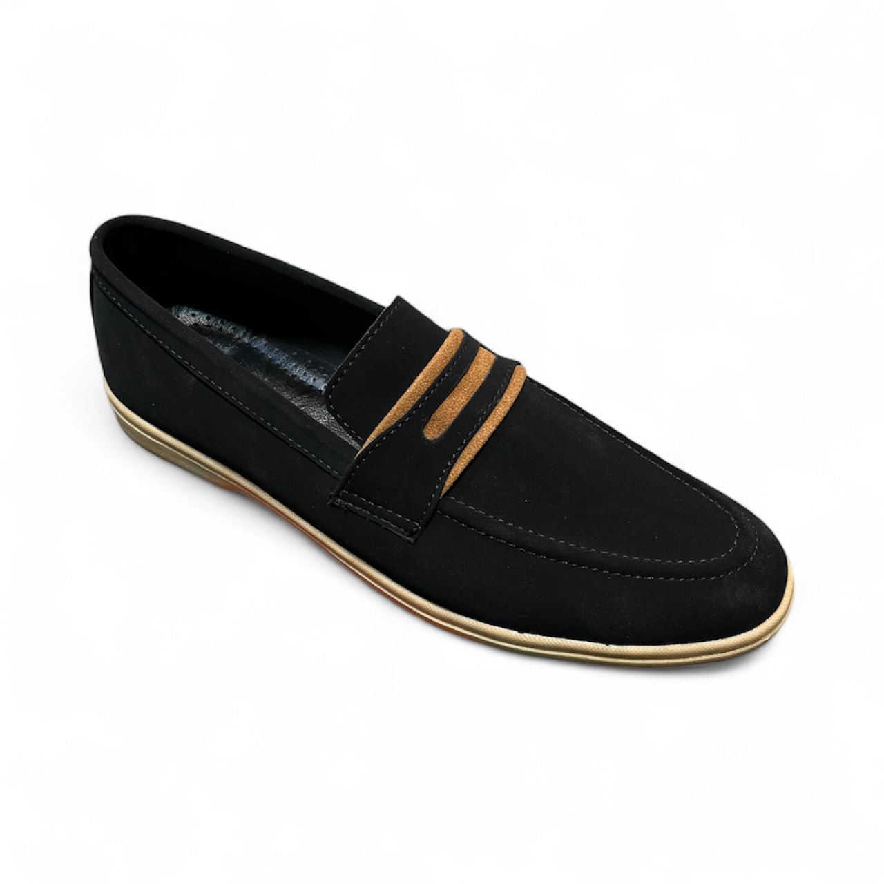 LORO PIANA BLACK SUID LOFFERS