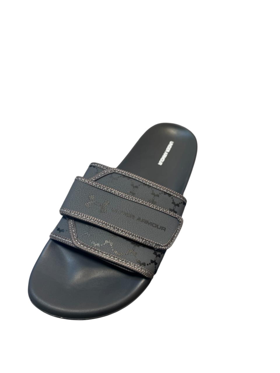 UNDER ARMORE ADJUSTABLE GREY SLIDS