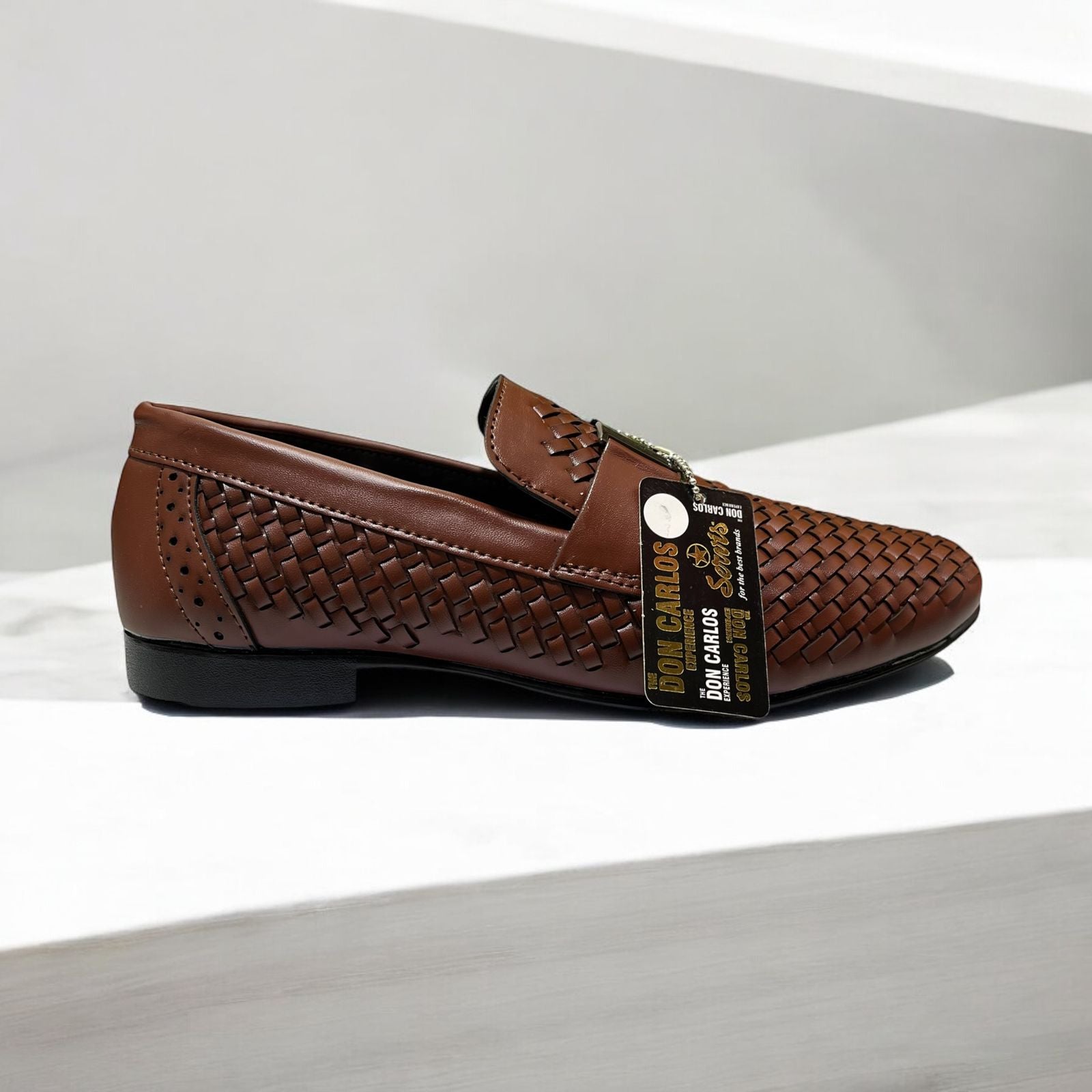 Knitted Leather Woven Pumpi Shoes (Musturd)