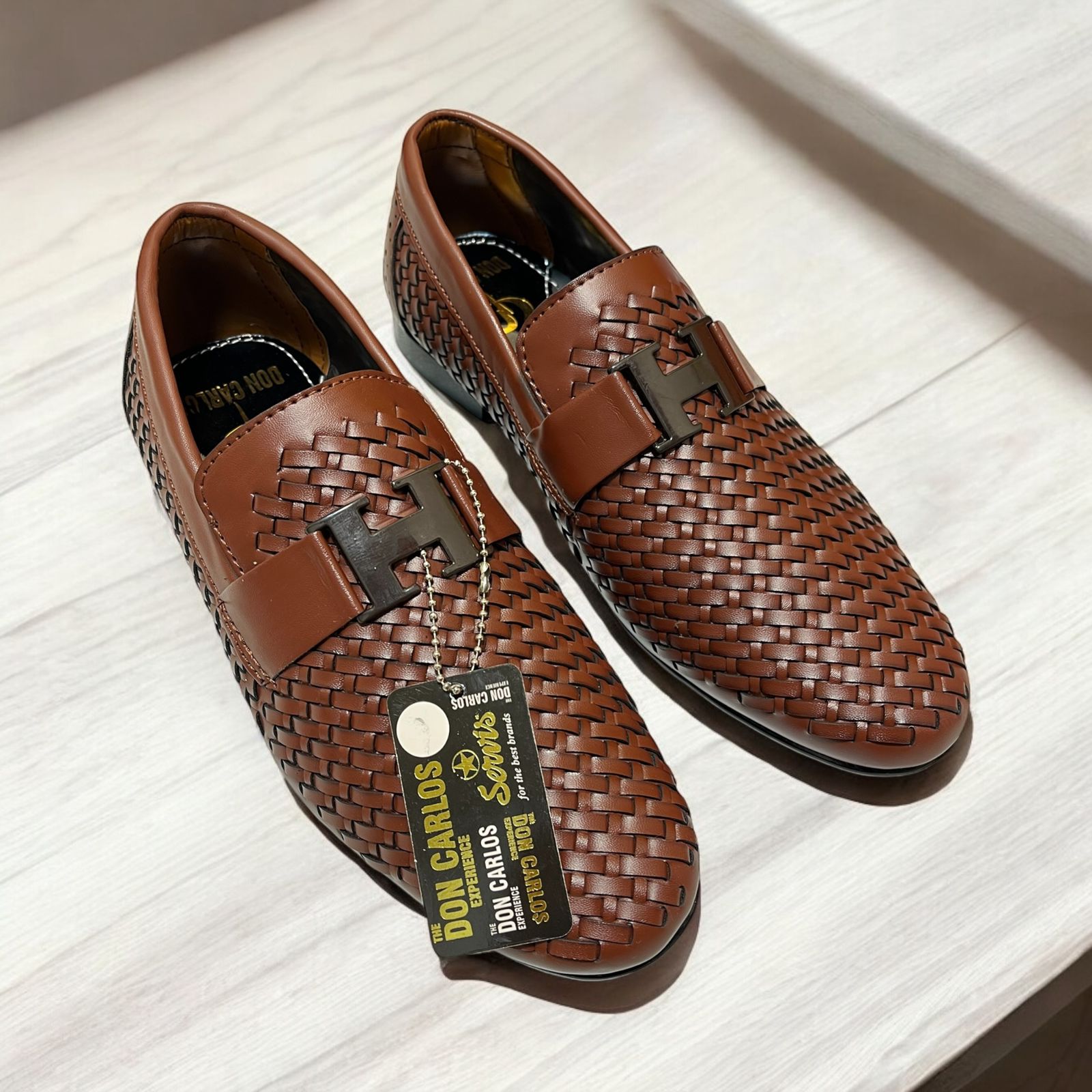 Knitted Leather Woven Pumpi Shoes (Musturd)